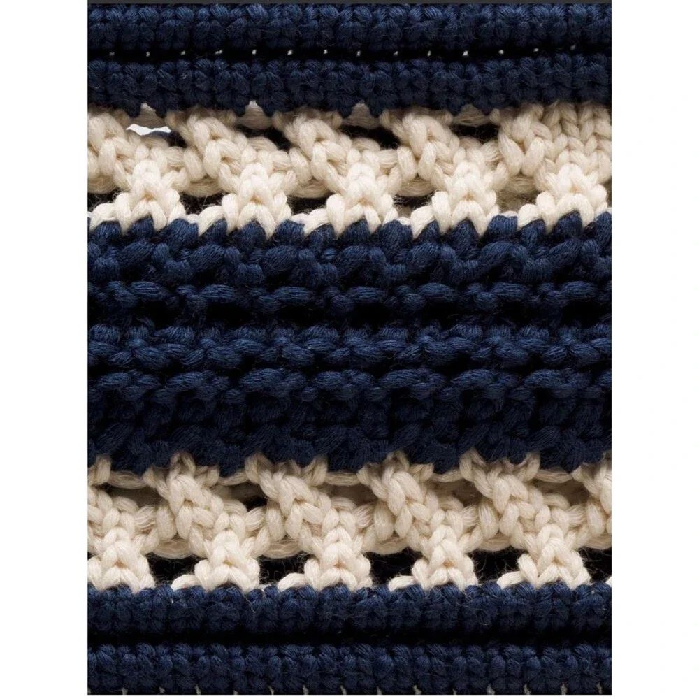 Lululemon Cotton Crochet Headband Club Blue/ Light Ivory One Size New